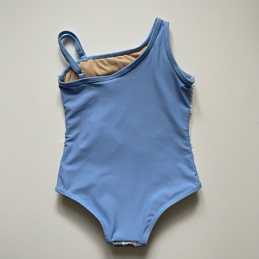 Shade Critters Girls One-piece One Shoulder Peri Flip Sequin Swimsuit - Size 3T - Picture 11 of 15